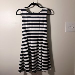 Monteau Navy Blue and White Striped Dress size Small